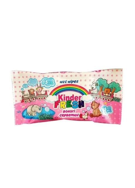 Вологі серветки 15шт (pink) Вишня KINDER ТМ Fresh (367582669)