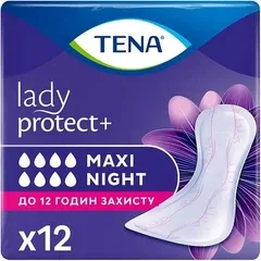 Жіночі урологічні прокладки Tena Lady Protect+ Maxi Night (8 крапель) 12 шт.