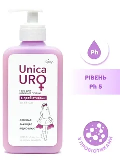 Гель для інтимної гігієни UNICA URO Girls для дівчаток до 12 років pH 5 з пробіотиками 250 мл 000035