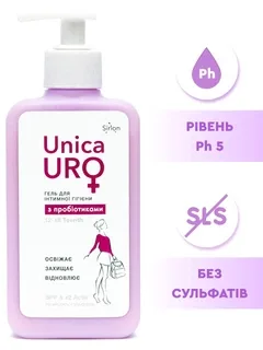 Гель для інтимної гігієни UnicaUro Teens 12-18 років для дівчат підлітків pH-5 з дозатором з пробіотиками 250 мл 000037