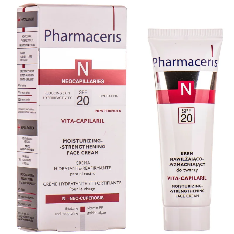 Крем для обличчя PHARMACERIS (Фармацеріс) N Vita-Capilaril (Віта-капілярил) зволожуючий зі зміцнюючим ефектом SPF 20 50 мл