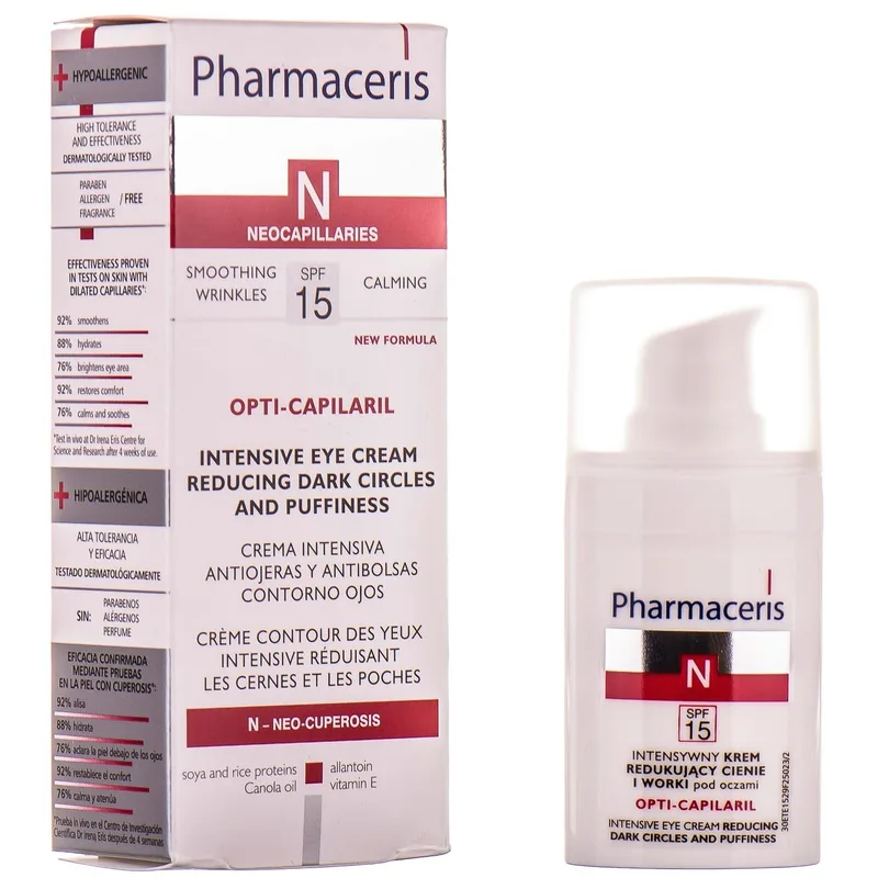 Крем для обличчя PHARMACERIS (Фармацеріс) N Opti-Capilaril (Опті-капілярил) інтенсивний для зменшення тіней та набряків 15 мл