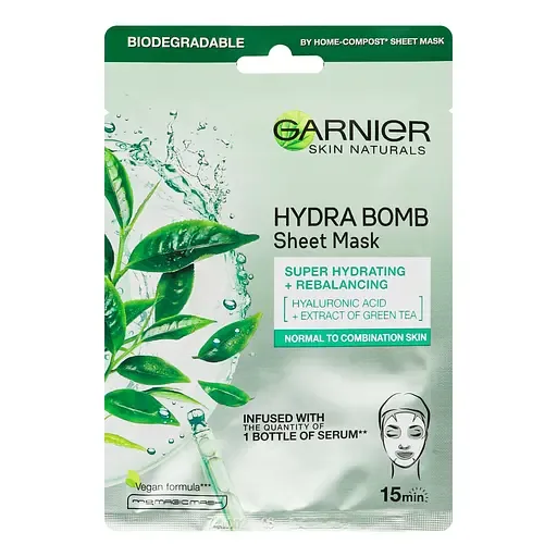 Тканевая маска Garnier Skin Naturals Аква-Бомба для нормальной и комбинированной кожи лица 28 г