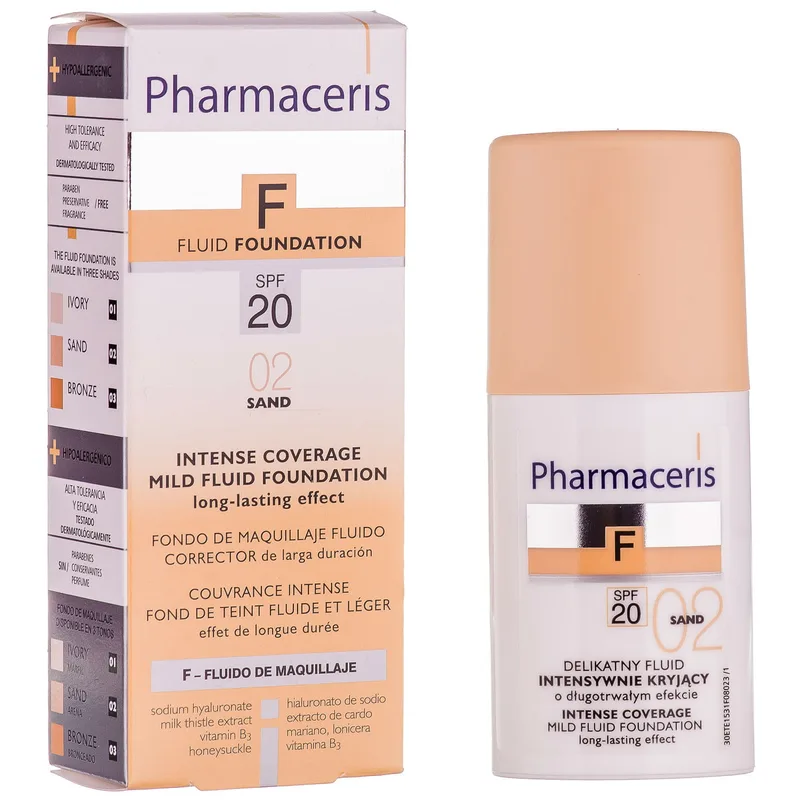 Флюїд для обличчя PHARMACERIS (Фармацеріс) F стійкий делікатний з інтенсивно маскуючими властивостями SPF 20 тон пісок 30 мл