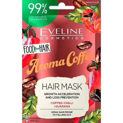 Маска для волосся Eveline Food for hair Aroma Coffee Прискорення росту волосся та запобігання випаданню