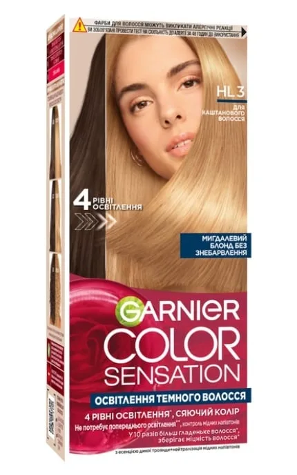 Освітлювальна фарба для темного волосся Garnier Color Sensation HL3 Мигдальний блонд 112 мл