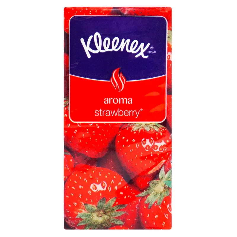 Хустинки носові паперові KLEENEX (Клінекс) Aroma з ароматом полуниці 10 упаковок по 10 шт