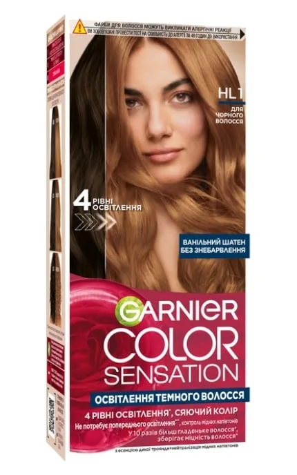 Освітлювальна фарба для темного волосся Garnier Color Sensation HL1 Ванільний шатен 112 мл