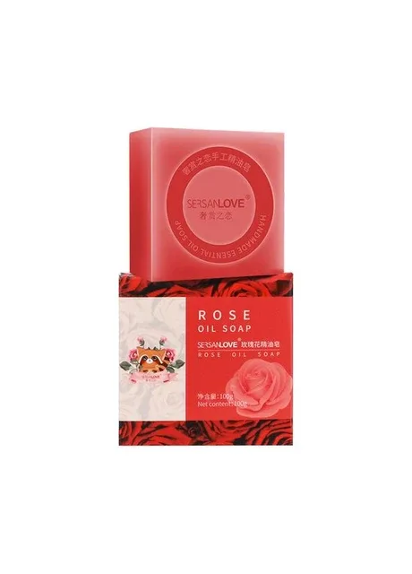 Мило ручної роботи з екстрактом троянди Handmade Rose Essential Oil Soap, 100 г Sersanlove (327369774)
