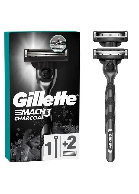 Бритва чоловіча для гоління Mach3 Charcoal + 2 змінні касети Gillette (370864230)