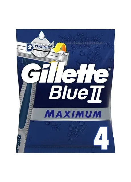 Одноразові бритви для гоління чоловічі Blue 2 Maximum 4 шт Gillette (371391866)