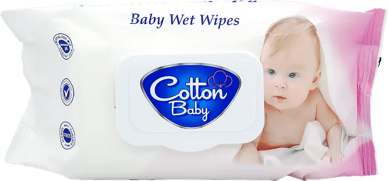 Cotton BABY дитячі вологі серветки з клапаном, 90шт