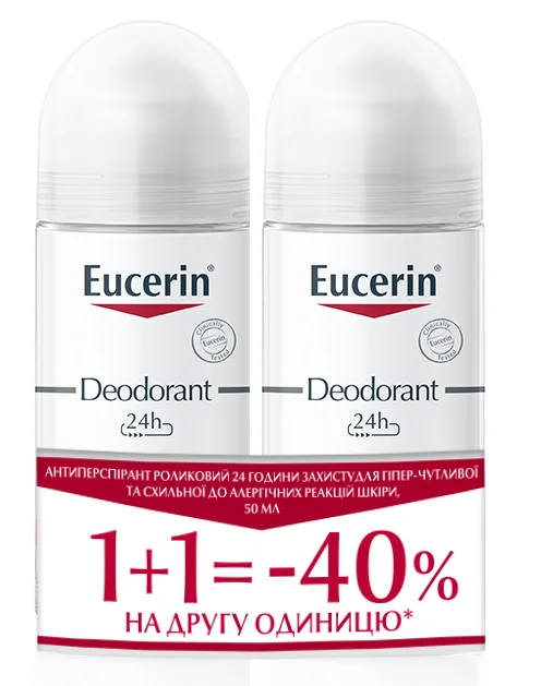 Антиперспірант Eucerin (Юцерін) Дует роликовий для гіпер-чутливої шкіри 24 г захисту 50 мл