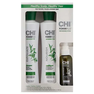 Набір для зміцнення та росту волосся Chi Power Plus 3pc Kit (smp/355ml + cond/355ml + vitamin/hair/104ml)