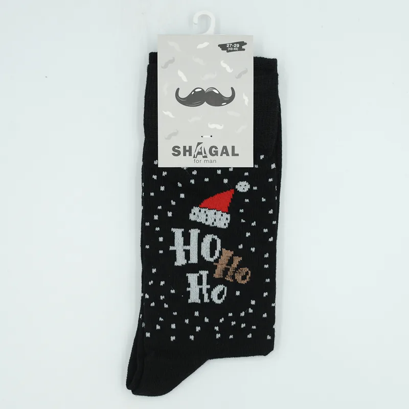 Shagal Чоловічі зимові шкарпетки з малюнком "Ho-Ho-Ho", чорного кольору, розмір 27-29, 1 пара.