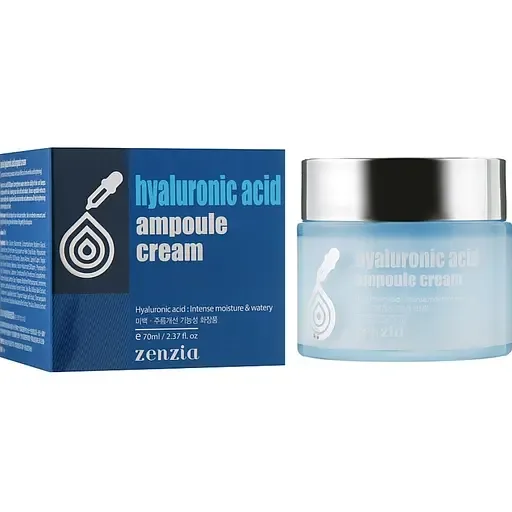 Зволожуючий крем для обличчя ампульний Jigott Zenzia Hyaluronic Acid Ampoule Cream, з гіалуроновою кислотою, 70 мл