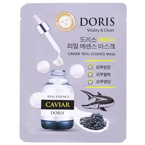 Тканинна маска для обличчя Jigott Doris Caviar Real Essence Mask, з екстрактом чорної ікри, 25 мл