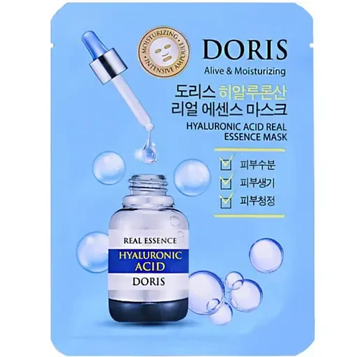 Тканинна маска для обличчя Jigott Doris Hyaluronic Acid Real Essence Mask, 25 мл