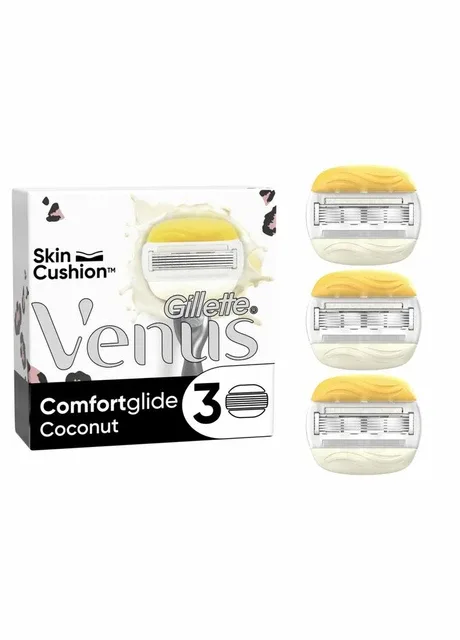 Змінні картриджі для гоління (леза касети) жіночі ComfortGlide With Olay с кокосом 3 шт Venus (324231586)