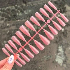 Камуфлюючі гелеві типси для нарощування нігтів 24 шт (Pink Стилет)