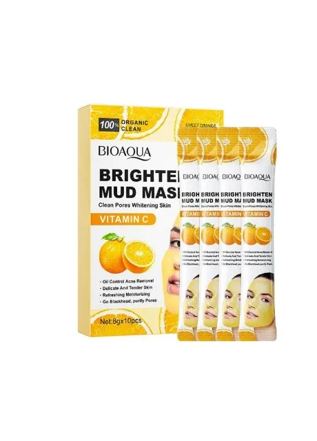 Освітлююча маска для обличчя з екстрактом апельсина Brighten Mud Mask Vitamin С 8 г*1шт Bioaqua (322895708)