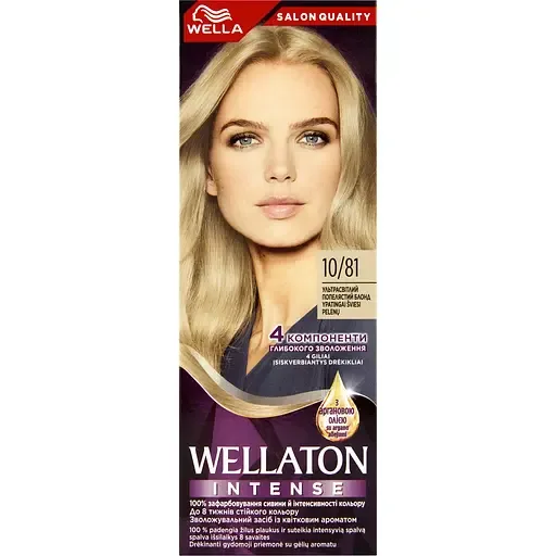 Інтенсивна крем-фарба для волосся Wellaton відтінок 10/81 ультра світлий попелястий блонд 110 мл