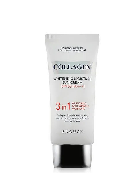Сонцезахисний крем для обличчя Enough Collagen 3 in 1 Whitening Moisture Sun Сream SPF50/ PA +++ з колагеном 50 г
