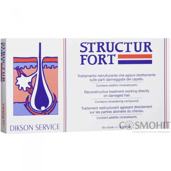 Dikson Structur Fort - Ампули миттєвої дії для відновлення неживих, посічених і ослаблених волосся