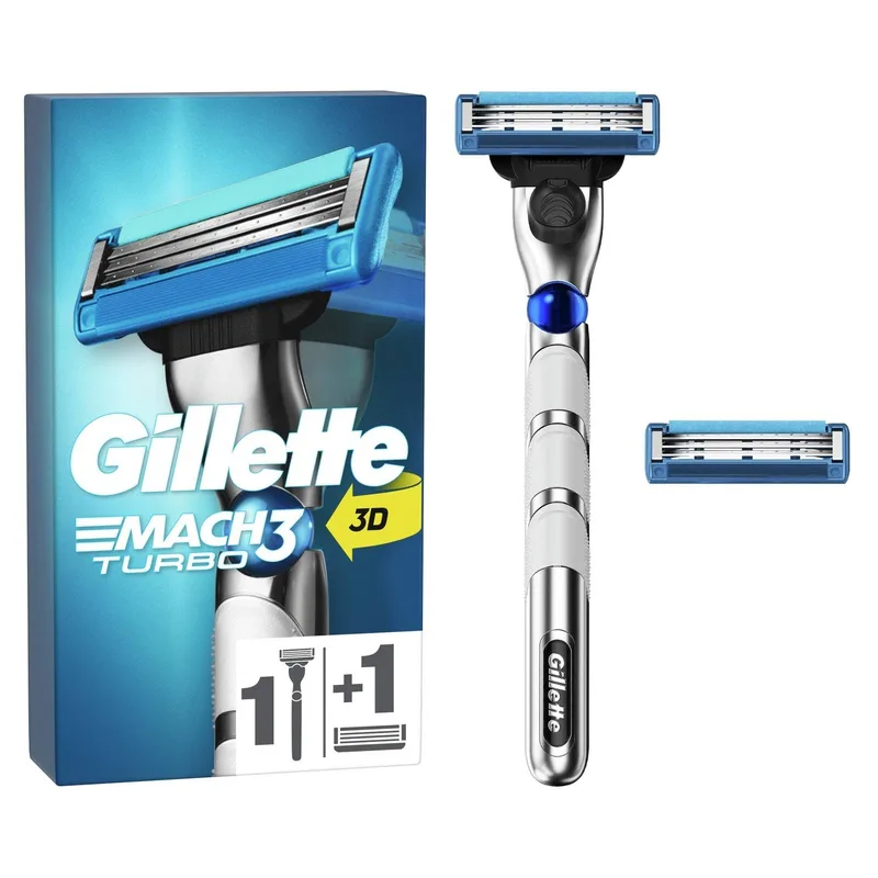 Станок для гоління (Бритва) GILLETTE MACH3 Turbo 3D з 2 змінними касетами