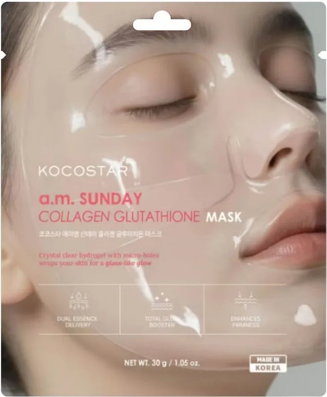 Маска гідрогелева для обличчя Kocostar A.M. Sunday Collagen з глутатіоном 30 г