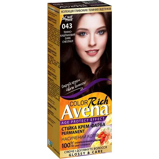 Cтійка крем-фарба для волосся Avena Rich Color темно-каштановий 43 138 мл