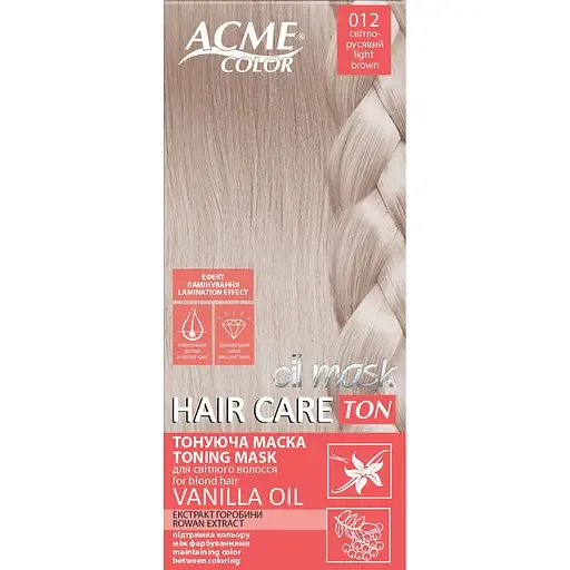 Тонуюча маска для волосся ACME-COLOR Hair Care TON oil mask № 012 Світло-русявий