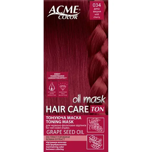 Тонуюча маска для волосся ACME-COLOR Hair Care TON oil mask № 034 Дика вишня