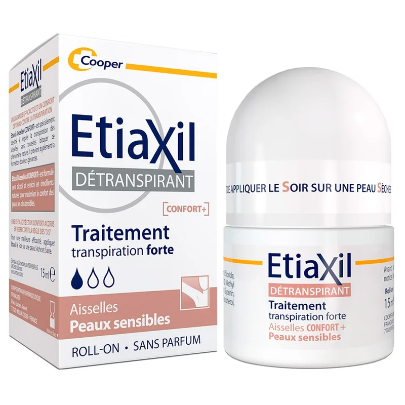 Дезодорант-антиперспірант Etiaxil Confort Plus від підвищеного потовиділення для чутливої шкіри, без спирту, 15 мл
