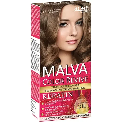 Стійка крем-фарба для волосся Malva Color Revive відтінок 15 темно-русявий 103 мл