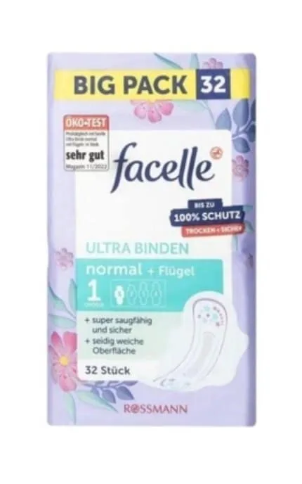 Прокладки жіночі гігієнічні Facelle Ultra Normal з крильцями 32 шт