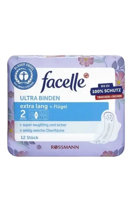 Прокладки жіночі гігієнічні Facelle з крильцями Extra long 12 шт