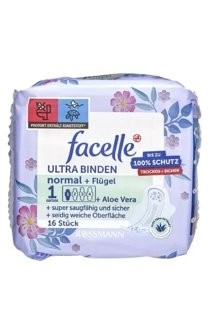 Прокладки жіночі гігієнічні Facelle з крильцями Ultra normal aloe vera 16 шт