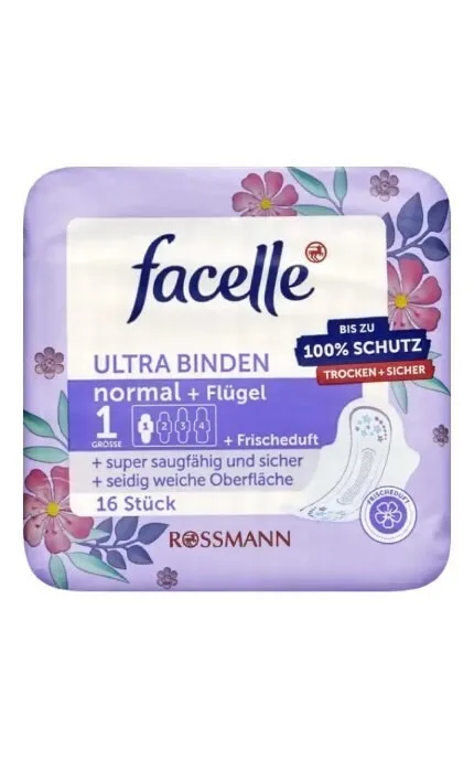 Прокладки жіночі гігієнічні Facelle з крильцями Ultra normal deo 16 шт