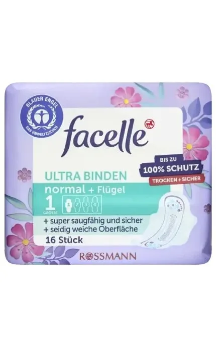 Прокладки жіночі гігієнічні Facelle з крильцями Ultra normal soft 16 шт