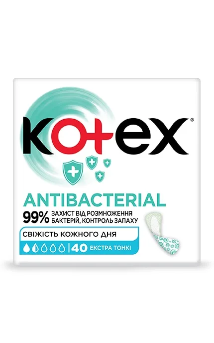 Прокладки щоденні гігієнічні Kotex Antibacterial 40 шт