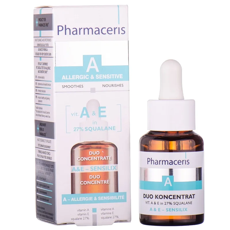 Нічна сироватка для обличчя Pharmaceris A E-Sensilix, концентрат з вітамінами А та Е, чутлива алергічна шкіра, 30 мл (E16001)