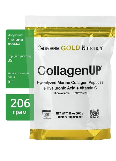 CollagenUP, морський колаген з гіалуроновою кислотою та вітаміном C, 206 г California Gold Nutrition (333337555)