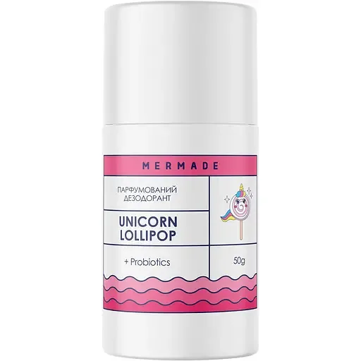 Парфумований дезодорант Mermade Unicorn Lolipop, з пробіотиком, 50 г