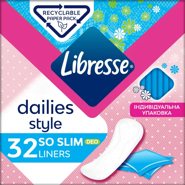 Щоденні гігєнічні прокладки Libresse Dailies style So Slim Deo, 32 шт