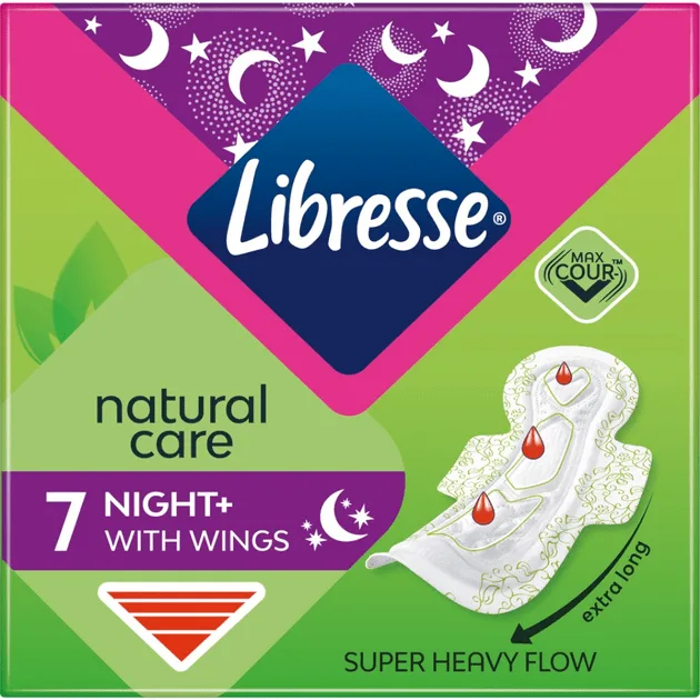 Гігієнічні прокладки Libresse Natural Care Night, 7шт