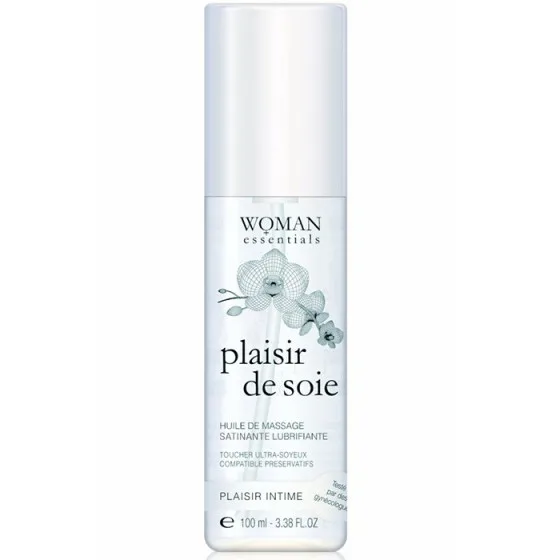 Woman Essentials Plaisir De Soie Huile De Massage Satinante Lubrifiante - Олія розслаблююча масажне (олія-лубрикант)