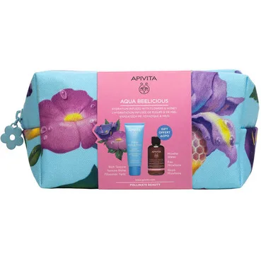 AQUA BEELICIOUS Косметичний набір для обличчя Apivita Agua Beelicious Kit (crm/40ml + micellar/water/75ml + bag)