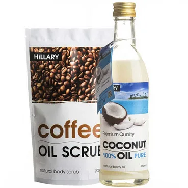 Косметичний набір Hillary Body Skin Coffee & Coconut Kit (oil/250ml + scrub/200g)