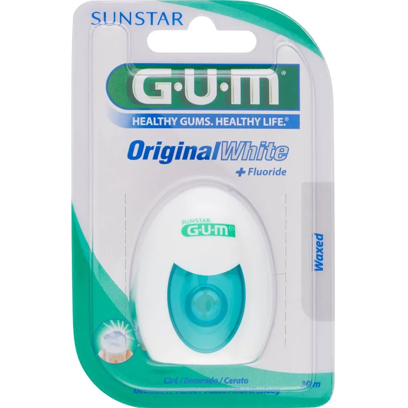 Зубна нитка GUM Original White Floss вощена з фторидом 30 м